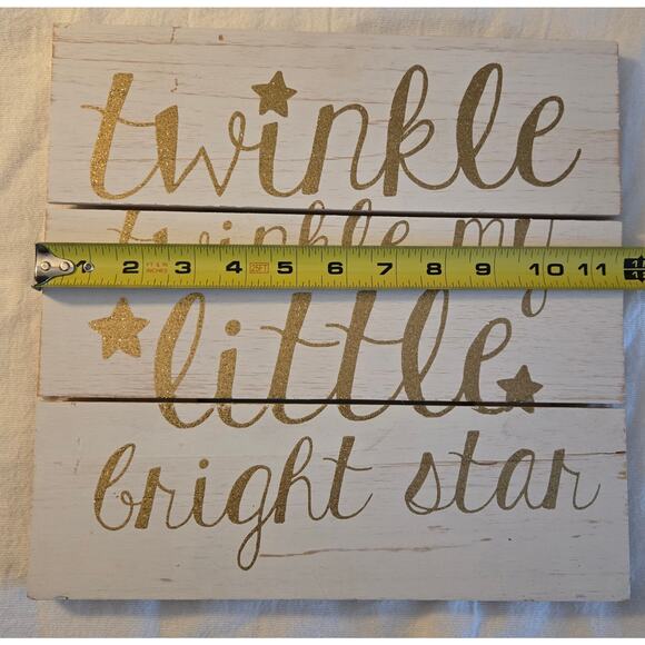 Distressed White Gold Nursey Sign Decor Twinkle Twinkle My Little Bright Star - Picture 13 of 14